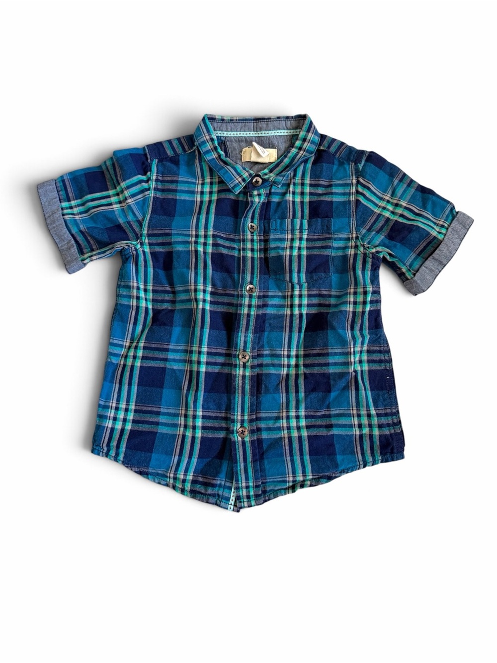 Peek Plaid Short Sleeve Button Down Shirt | 18/24M